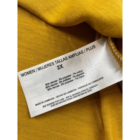 Jessica Simpson Women's Mustard Yellow T-Shirt Dress 2X Short Sleeve Casual - Picture 8 of 10